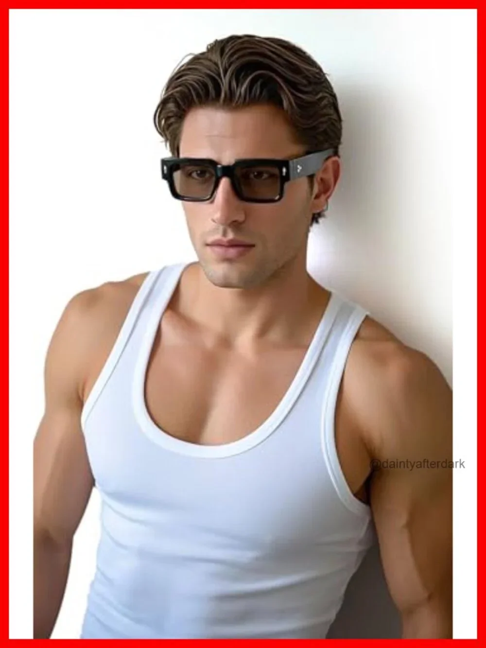 Thick Frame Square Sunglasses Chunky Rectangle Rivet Design UV400 Protection